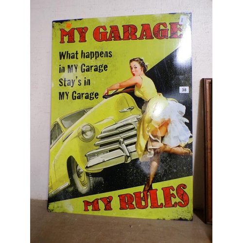 38 - REPRO TIN GARAGE SIGN