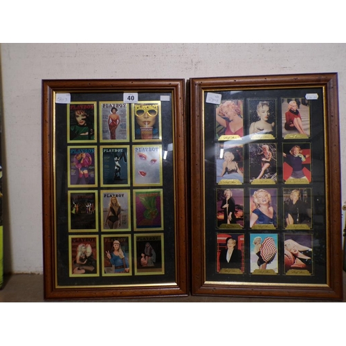 40 - FRAMED PLAYBOY AND MARILYN MUNROE CARDS