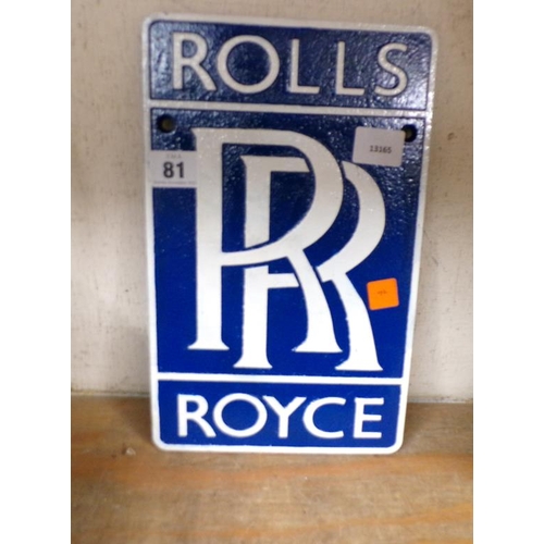 81 - REPRO METAL ROLLS ROYCE SIGN