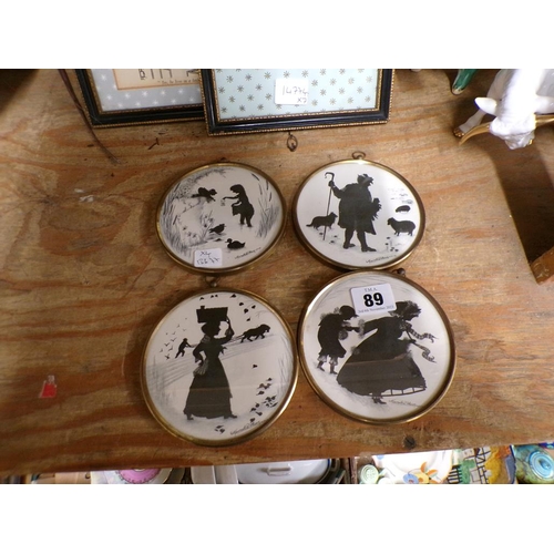 89 - FOUR BRASS FRAMED SILHOUETTES BY MARCEL SHEARS