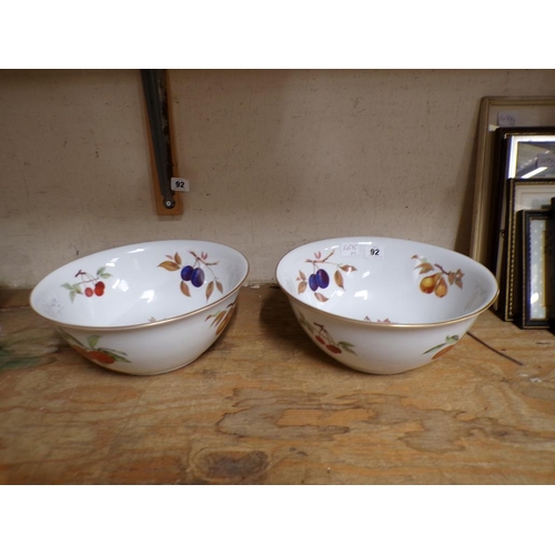 92 - TWO ROYAL WORCESTER EVESHAM BOWLS