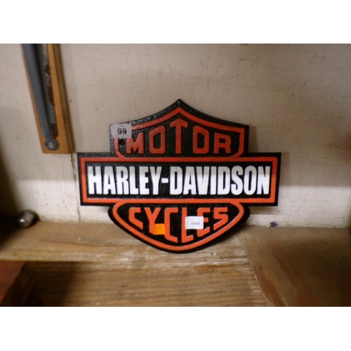 99 - REPRO CAST METAL HARLEY DAVIDSON SIGN