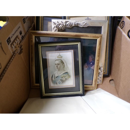 549H - BOX OF FRAMED ROYAL PRINTS ETC