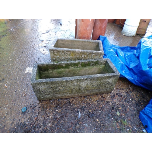 950 - TWO CONCRETE GARDEN TROUGHS