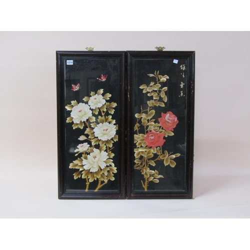 1214 - CHINESE F/G TWO SECTION SCREEN, OPEN 68CM X 27CM