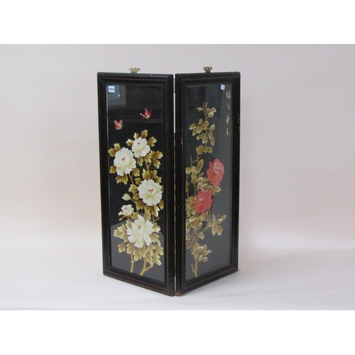 1214 - CHINESE F/G TWO SECTION SCREEN, OPEN 68CM X 27CM