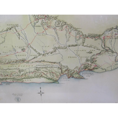 1217 - FRAMED ANTIQUE MAP - PART OF SOUTH AFRICA, F/G, 28CM X 53CM