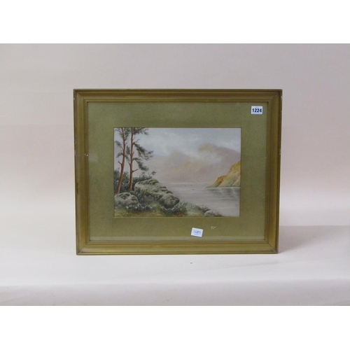 1224 - F.H HODGESS - QUIET SCOTTISH LOCH SCENE, SIGNED WATERCOLOUR, F/G, 25CM X 35CM