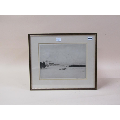 1226 - NORMAN WILKINSON - FISHERMAN IN BOAT, SIGNED IN PENCIL, B&W ENGRAVING, F/G, 24CM X 31CM