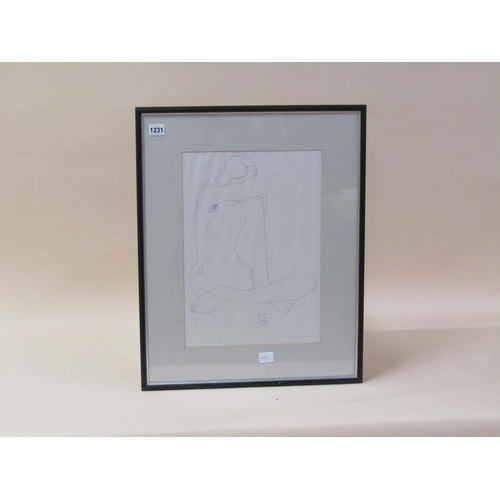 1231 - MONO H.C 98 - LINE DRAWING, NAKED FEMALE, FRAMED, 41CM X 29CM