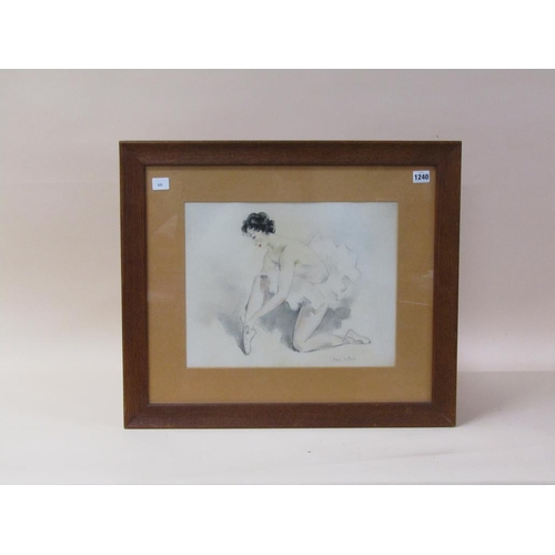 1240 - CESAR VIROL - BALLET DANCER, BLACK CHALK COLOURED HIGHLIGHTS, F/G, 31CM X 40CM