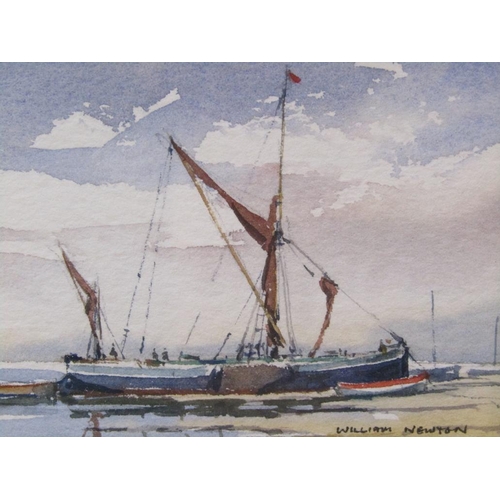 1246 - WILLIAM NEWTON - SERIES OF THREE MINIATURE PAINTINGS - SAILING VESSELS, SIGNED, WATERCOLOURS, F/G, E... 