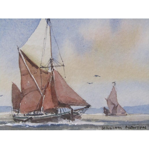 1246 - WILLIAM NEWTON - SERIES OF THREE MINIATURE PAINTINGS - SAILING VESSELS, SIGNED, WATERCOLOURS, F/G, E... 