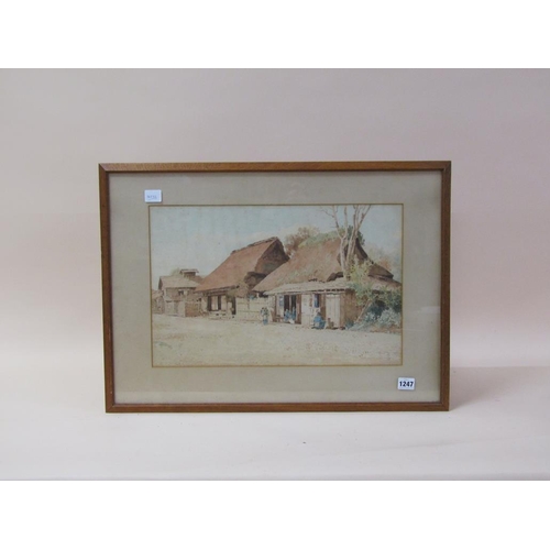 1247 - SIGNED IN MONO G.H - ORIENTAL VILLAGE SETTING, WATERCOLOUR, F/G, 31CM X 48CM