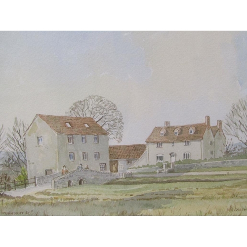 1254 - PAIR - H.H GREENWOOD, CUDDESDON MILL & CLIFTON HAMPDEN, SIGNED WATERCOLOURS, F/G, EACH 22CM X 33CM