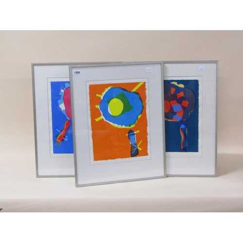 1258 - ANNE MARIE RYAN - THREE ABSTRACT WATERCOLOURS, EACH F/G, APPROX. 40CM X 30CM