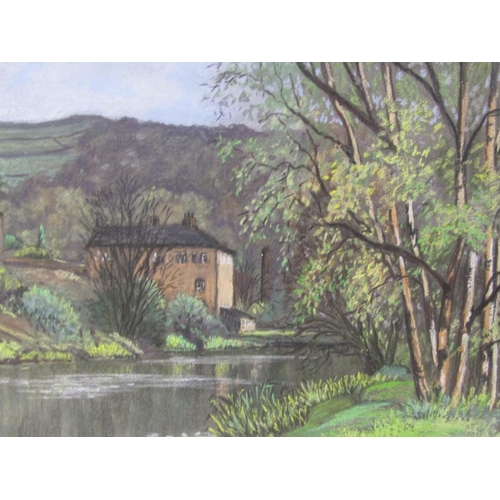 1260 - JACK CROSLAND - RIVER SETTING IN A DEEP VALLEY, SIGNED WATERCOLOUR, F/G, 32CM X 48CM