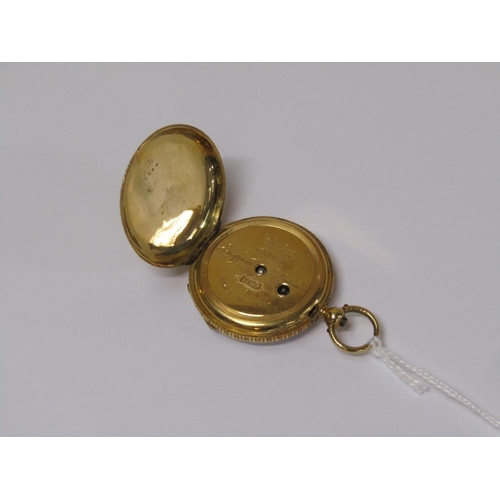 1494 - CONTINENTAL GOLD AND ENAMEL CASED LADIES POCKET WATCH