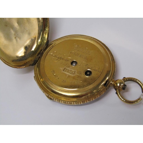 1494 - CONTINENTAL GOLD AND ENAMEL CASED LADIES POCKET WATCH