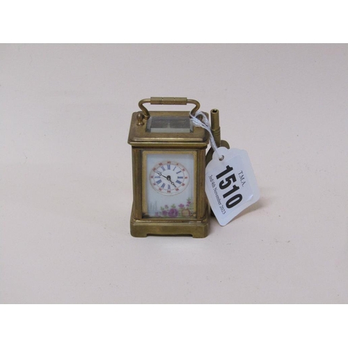 1510 - CONTINENTAL MINIATURE CARRIAGE CLOCK WITH DECORATIVE CERAMIC PANELS