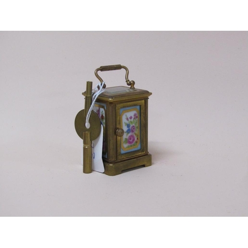 1510 - CONTINENTAL MINIATURE CARRIAGE CLOCK WITH DECORATIVE CERAMIC PANELS