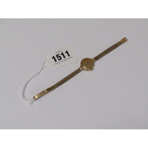 1511 - 9ct GOLD OMEGA LADIES WATCH, TOTAL WEIGHT 15.7g