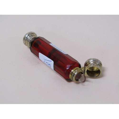 1514 - RUBY GLASS DOUBLE ENDED SCENT BOTTLE