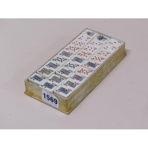 1569 - BOX OF IVORINE PLAYING CARD TOKENS