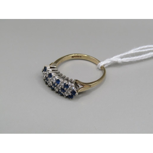 1617 - 9ct GOLD SAPPHIRE AND DIAMOND SET RING SIZE Q