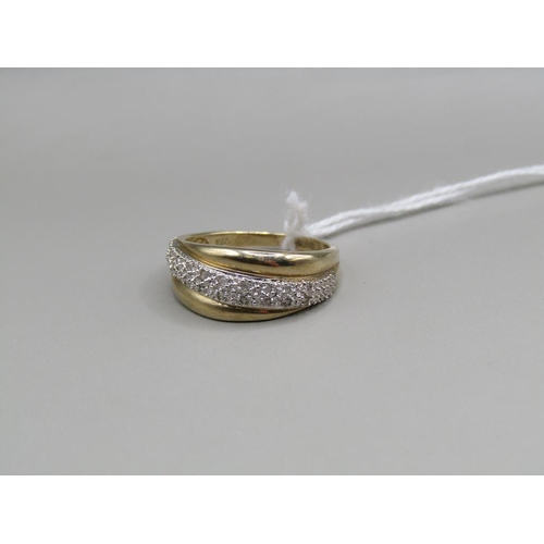 1618 - 9ct GOLD DIAMOND SWIRL RING SIZE N