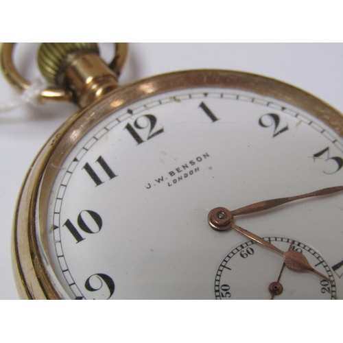 1622 - 9ct GOLD JW BENSON OF LONDON POCKET WATCH, TOTAL 81.4g