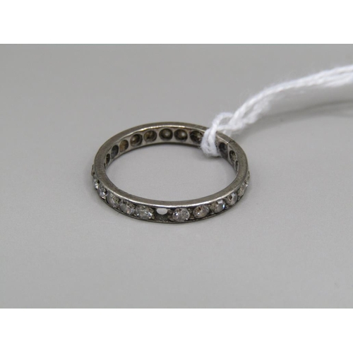 1633 - WHITE GOLD DIAMOND ETERNITY RING SIZE K (THREE STONES MISSING)