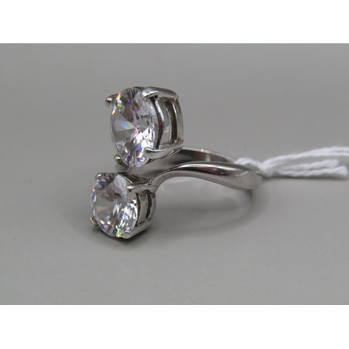 1648 - SILVER CZ TWIST RING SIZE N