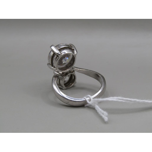 1648 - SILVER CZ TWIST RING SIZE N