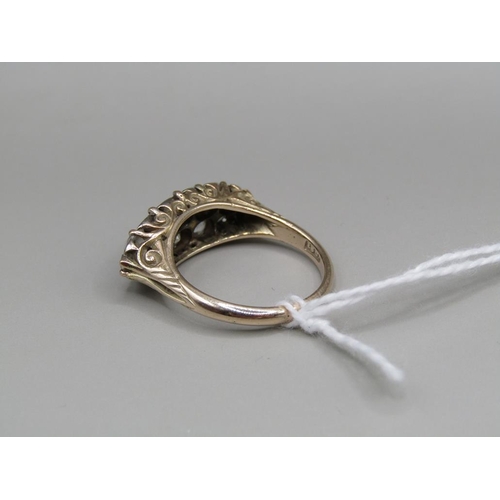 1655 - 18ct EDWARDIAN DIAMOND BOAT RING SIZE P