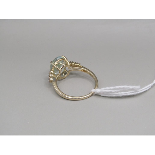 1656 - YELLOW GOLD AQUAMARINE RING SIZE P 1/2