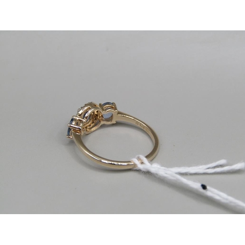 1657 - YELLOW GOLD CEYLON SAPPHIRE RING SIZE O