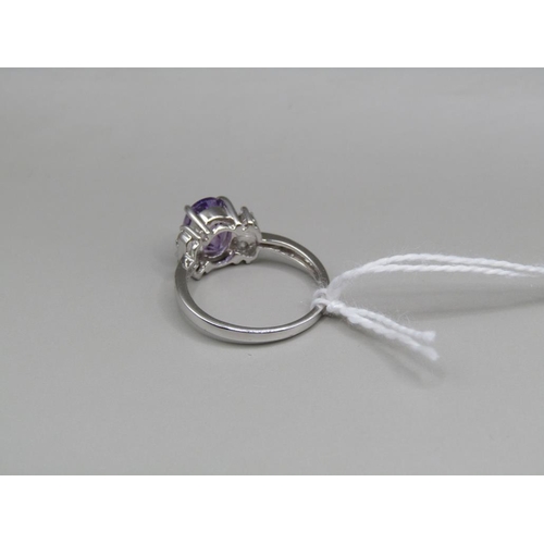 1662 - WHITE GOLD AMETHYST RING SIZE O