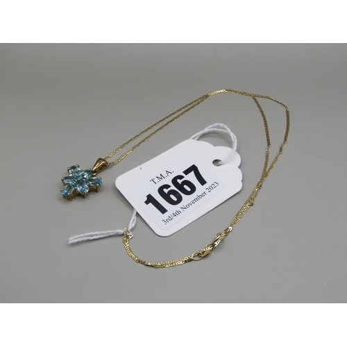 1667 - GOLD NATURAL BLUE ZIRCON NECKLACE