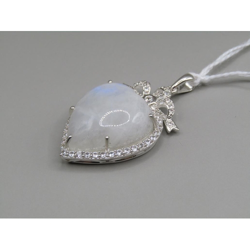 1669 - SILVER MOONSTONE TOPAZ HEART PENDANT