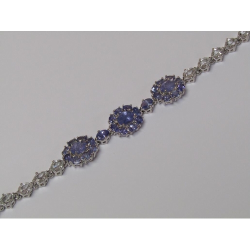 1671 - SILVER TANZANITE TOPAZ BRACELET