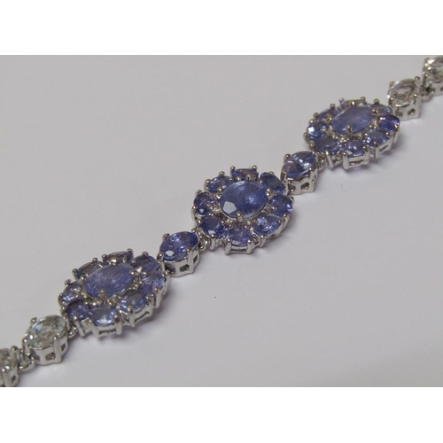 1671 - SILVER TANZANITE TOPAZ BRACELET