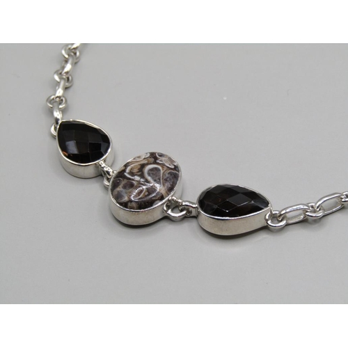 1679 - SILVER STONE SET BRACELET