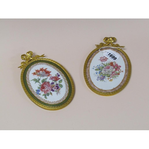 1699 - PAIR OF GILT FRAMED OVAL LIMOGES PLAQUES