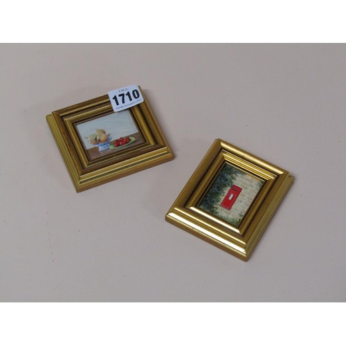 1710 - PAIR OF GILT FRAMED MINIATURE PAINTINGS BY ROBERT HUGHES RMS