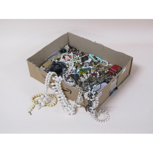 1741 - BOX OF MIXED COSTUME JEWELLERY NECKLACES ETC.