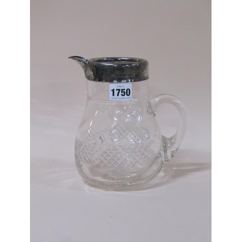 1750 - SILVER RIMMED CUT GLASS WATER JUG