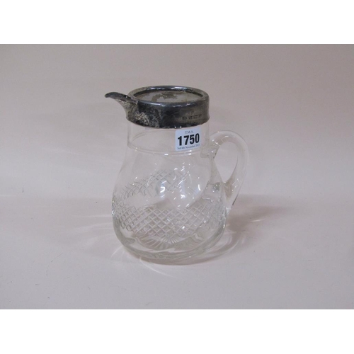 1750 - SILVER RIMMED CUT GLASS WATER JUG