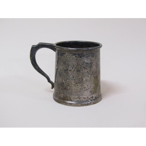 1755 - SMALL SILVER TANKARD AND A SILVER NAPKIN RING, 3.9ozt