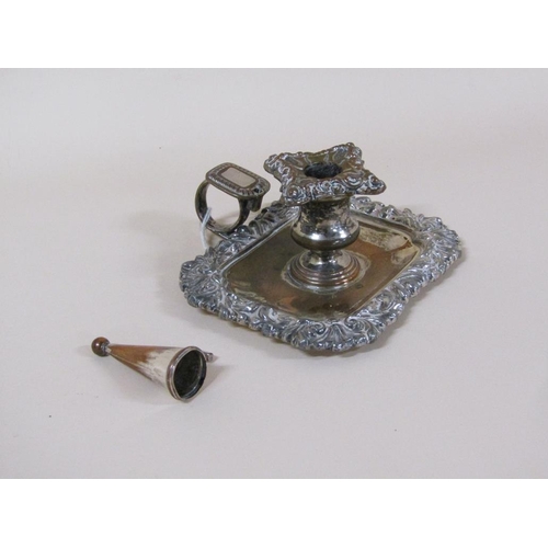 1761 - SILVER PLATED CHAMBER STICK AND SNUFFER